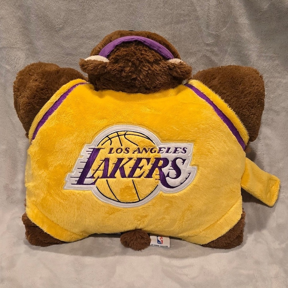NBA Los Angeles Lakers Yellow‎ Pillow Pet Plush Bear Basketball Sports Fan